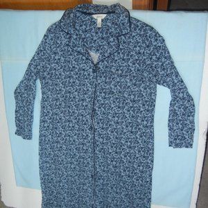 Soma Wm Med Button Front Nightshirt Long Sleeve Soft Ruffle Nightgown Pajama